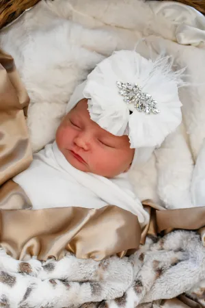 Fancy Feather Ruffled Headband