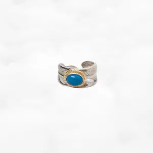 Feather Silver Turquoise Ring