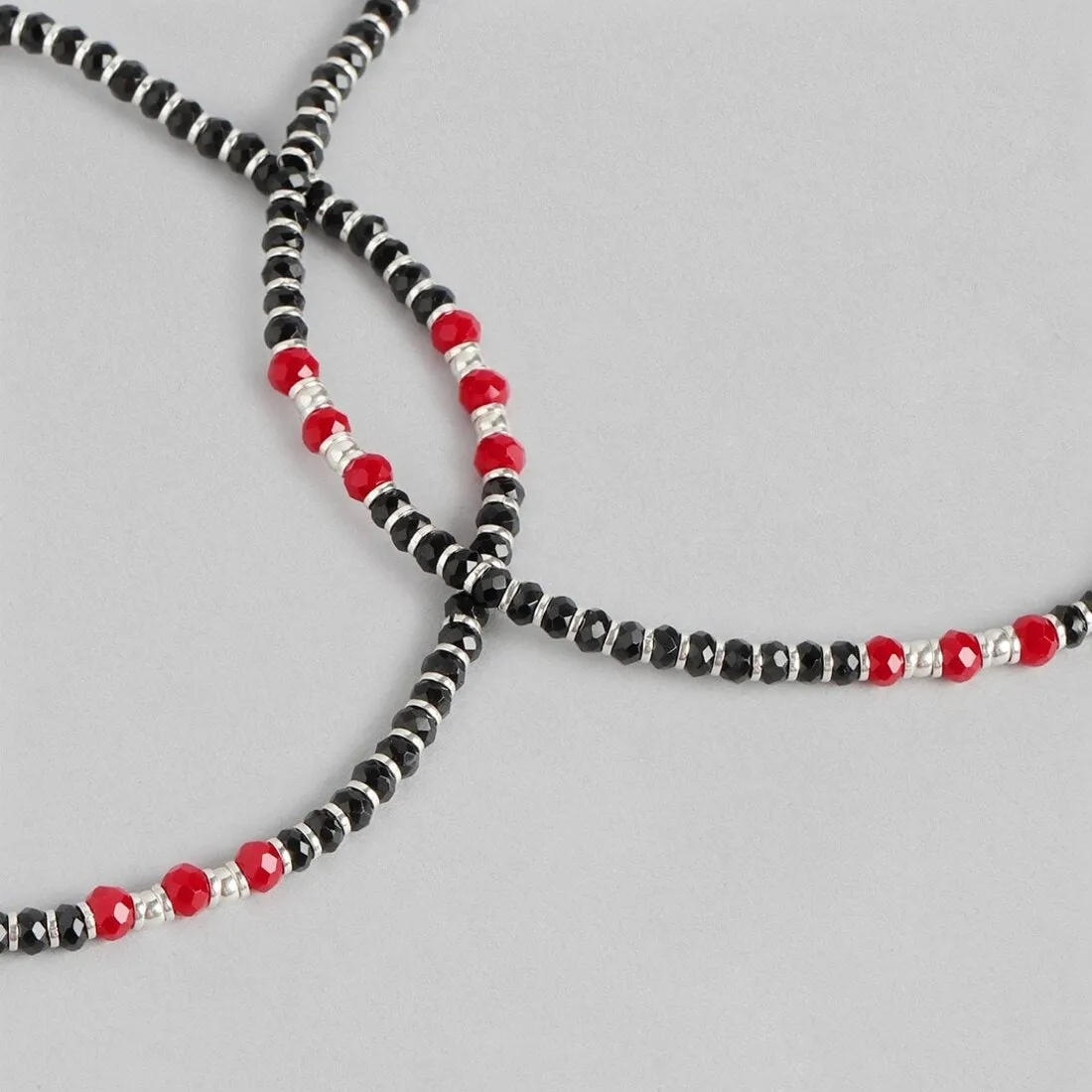 Fiery Elegance Rhodium Plated 925 Sterling Silver Anklet