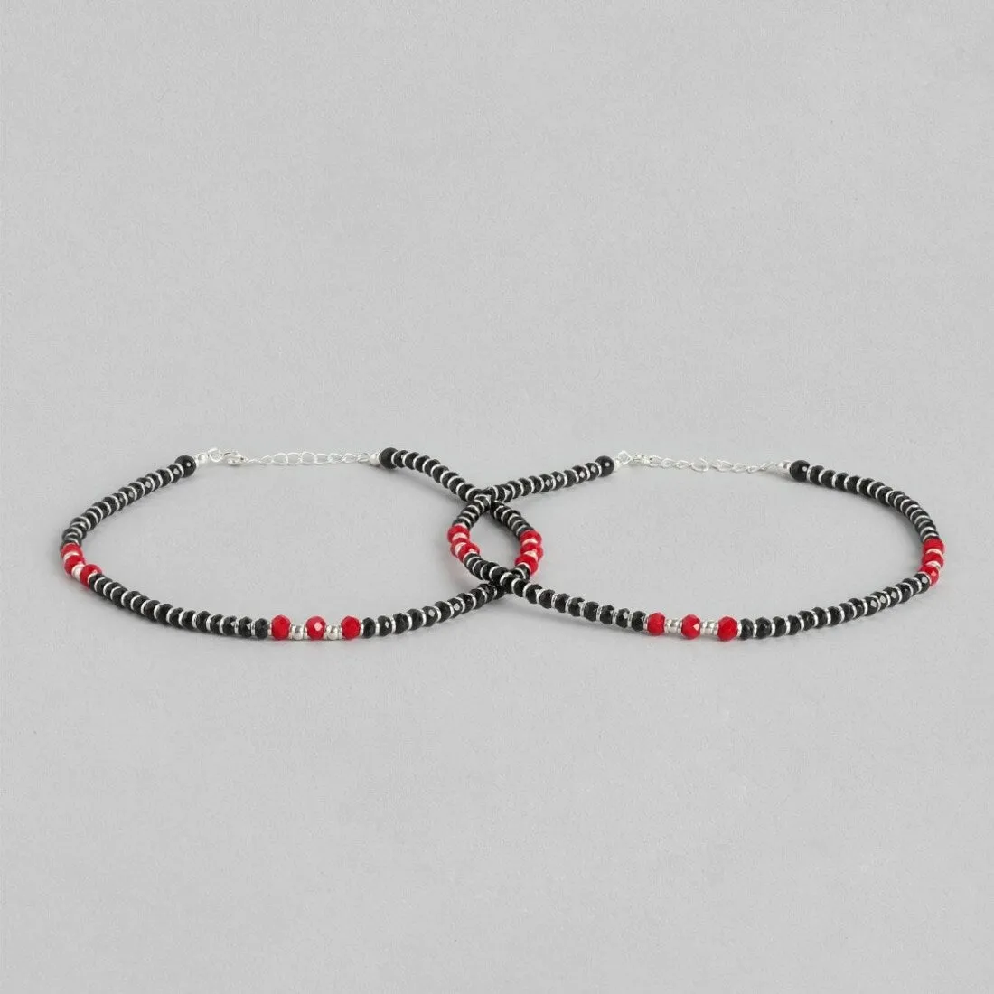 Fiery Elegance Rhodium Plated 925 Sterling Silver Anklet