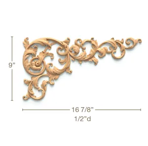 Filigree Acanthus Scrolls Pair, 16 7/8"w x 9"h x 1/2"d