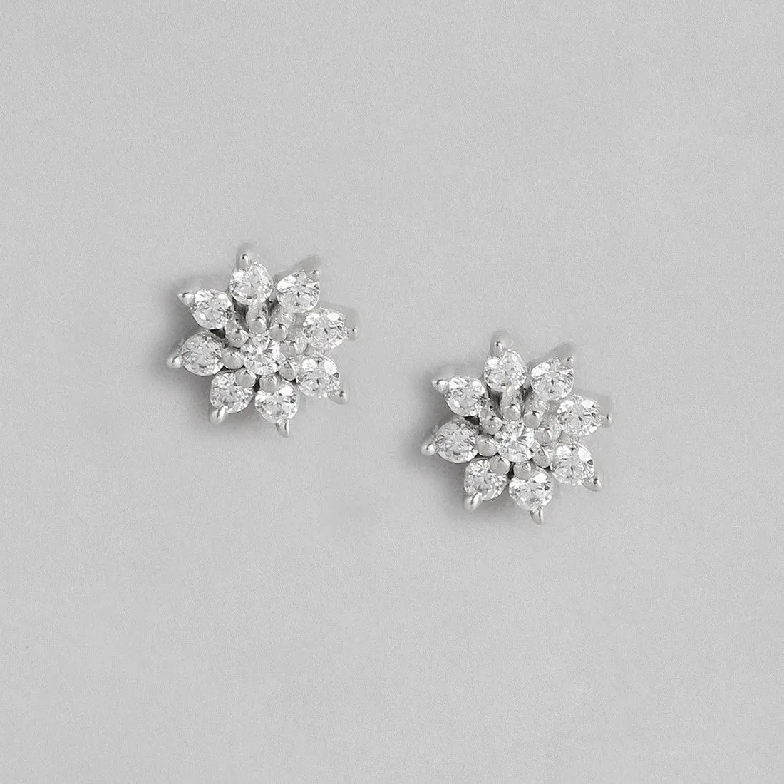Floral Studs and Hoop 925 Sterling Silver Combo Earring
