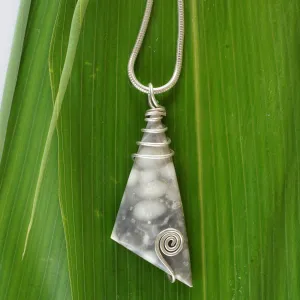 FMC07P Fermanagh Marbled Coral & Sterling Silver Long Triangle Pendant