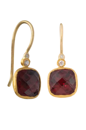 Garnet & Diamond Drop Earrings
