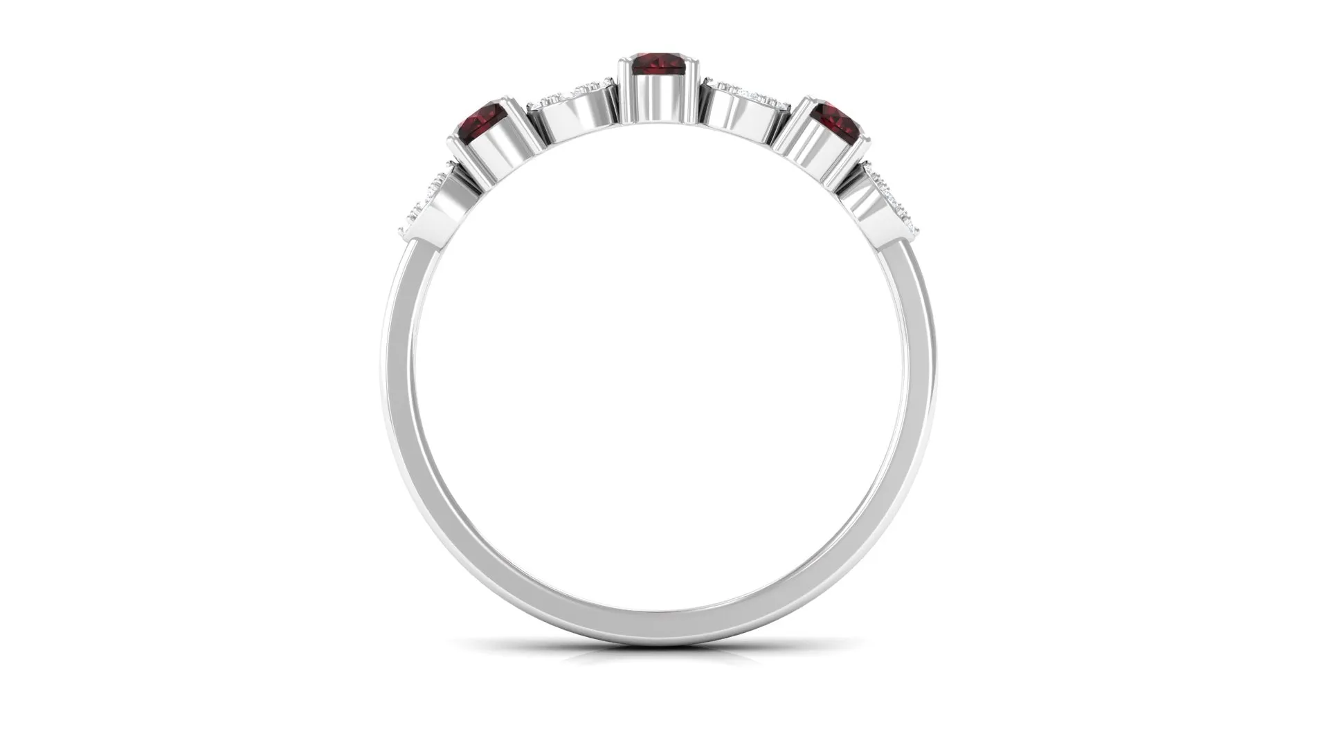 Garnet and Diamond Semi Eternity Ring