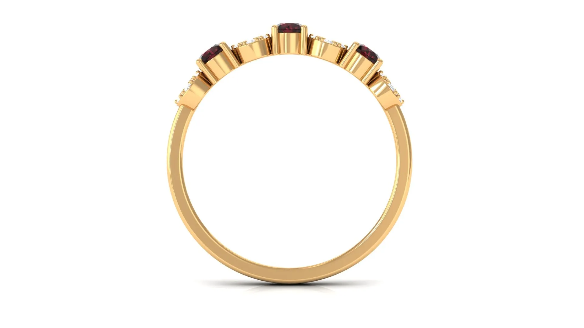 Garnet and Diamond Semi Eternity Ring