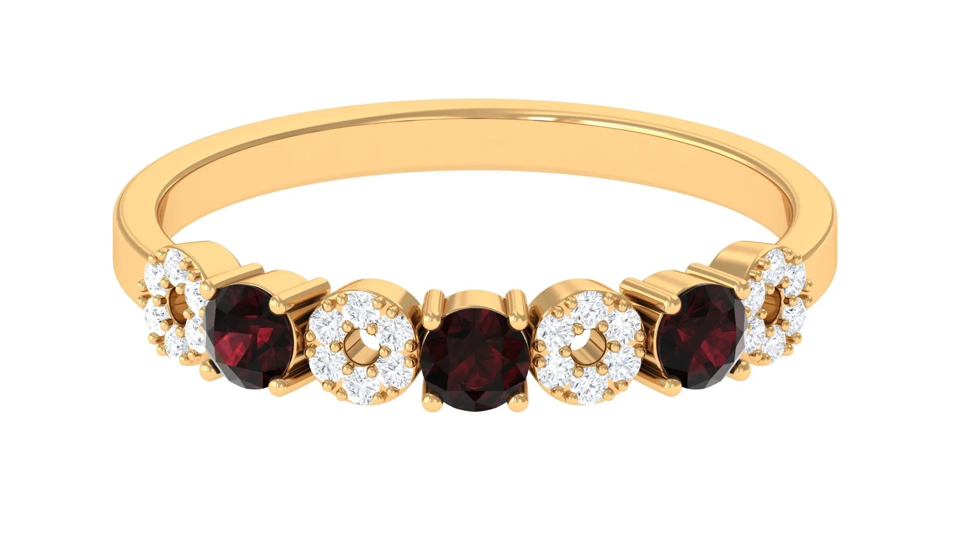 Garnet and Diamond Semi Eternity Ring