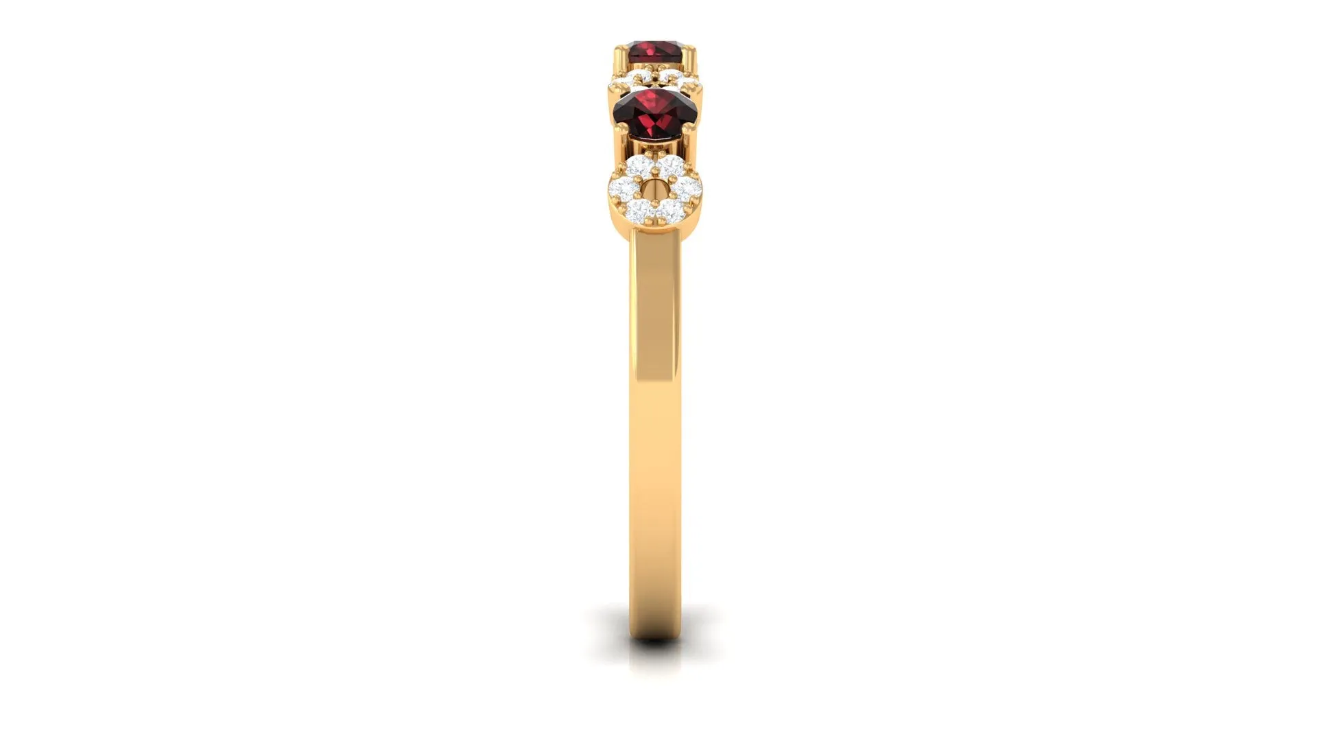 Garnet and Diamond Semi Eternity Ring