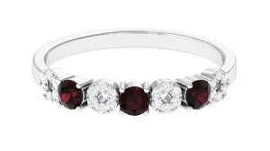 Garnet and Diamond Semi Eternity Ring