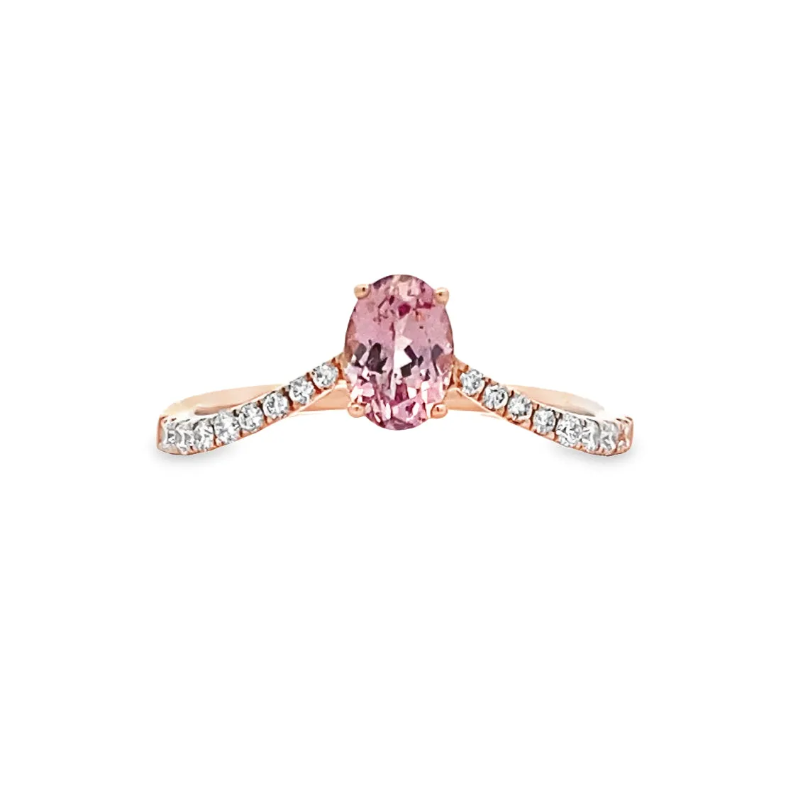 Garnet Oval Shaped & Diamond Ring 14 Karat Rosé Gold Parle