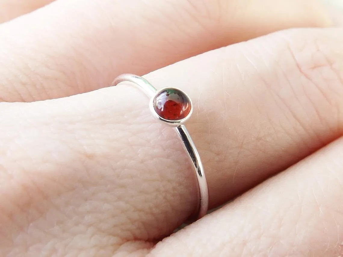 Garnet Stacking Ring, Garnet Ring, Natural Gemstone Ring, January Birthstone, Garnet, Gemstone Stacking Ring, Red, Garnet Stone, Gift
