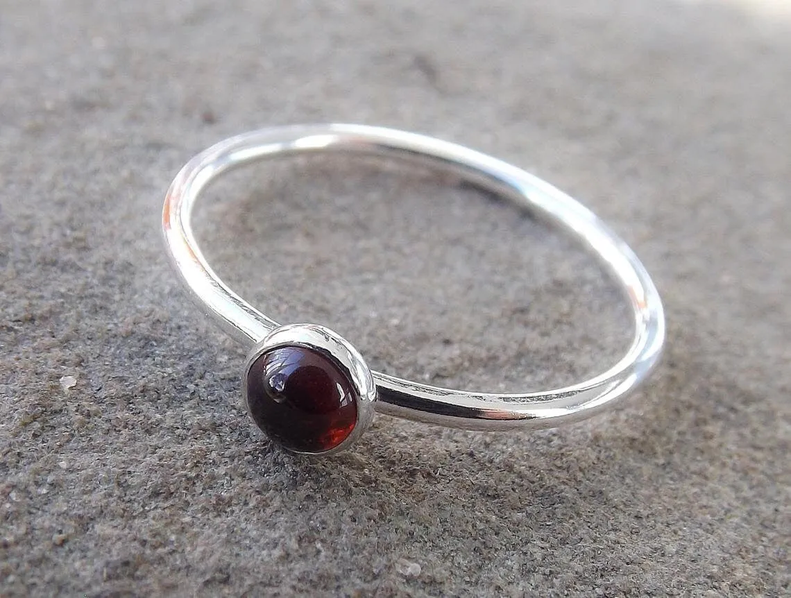 Garnet Stacking Ring, Garnet Ring, Natural Gemstone Ring, January Birthstone, Garnet, Gemstone Stacking Ring, Red, Garnet Stone, Gift