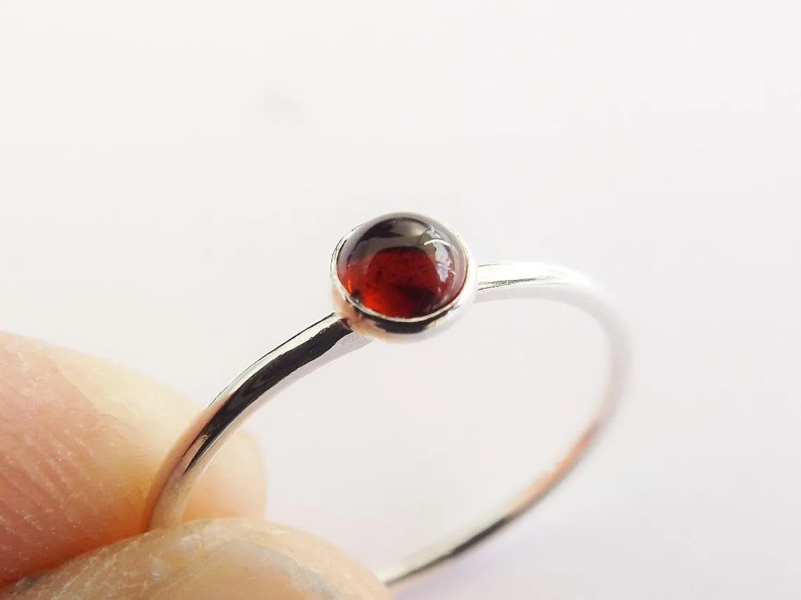 Garnet Stacking Ring, Garnet Ring, Natural Gemstone Ring, January Birthstone, Garnet, Gemstone Stacking Ring, Red, Garnet Stone, Gift