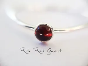Garnet Stacking Ring, Garnet Ring, Natural Gemstone Ring, January Birthstone, Garnet, Gemstone Stacking Ring, Red, Garnet Stone, Gift