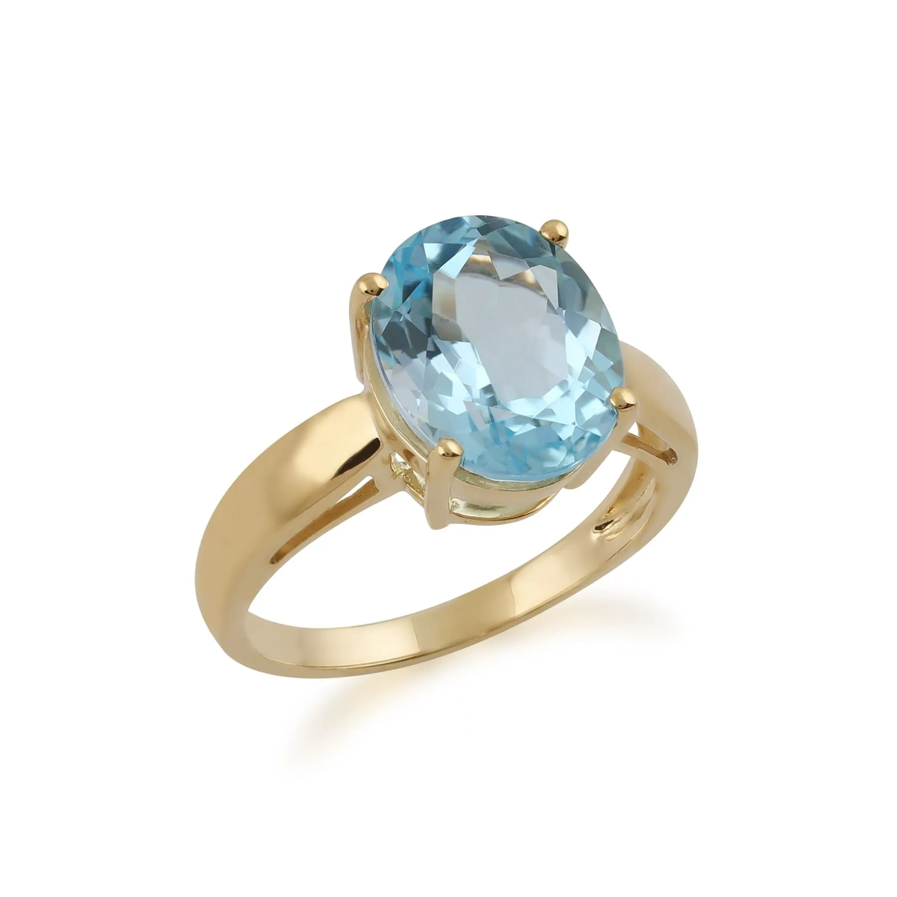 gelb 9 Karat Gold 5.00ct ct Himmelblau Topas klassisch einzeln Stein Ring