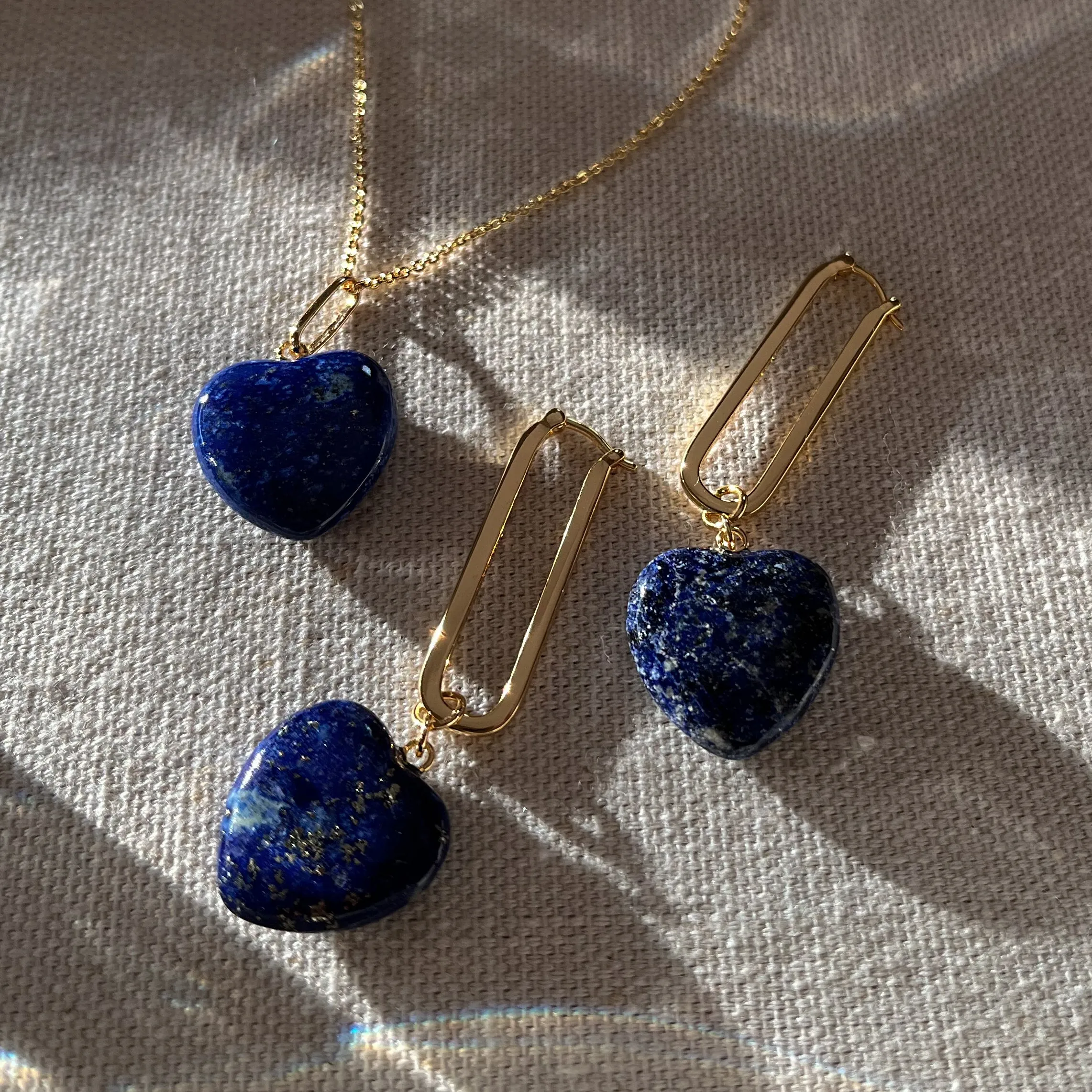 Gemma Lapis Heart Hoop Earrings
