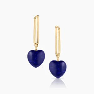Gemma Lapis Heart Hoop Earrings