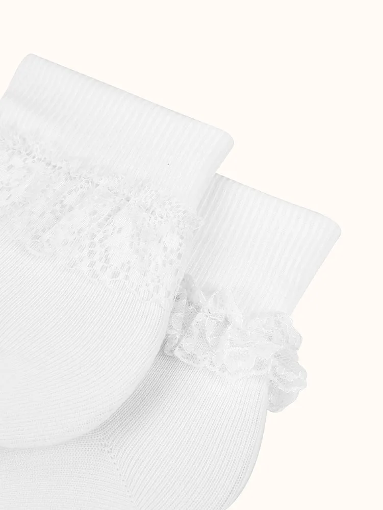 Girls' Lace Ankle Socks - White