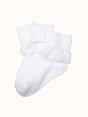 Girls' Lace Ankle Socks - White
