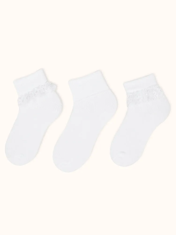 Girls' Lace Ankle Socks - White