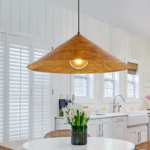 Glowlings 1-Light 25"Wide Oversized Farmhouse Antique Textured Gold Cone Dome Pendant Light