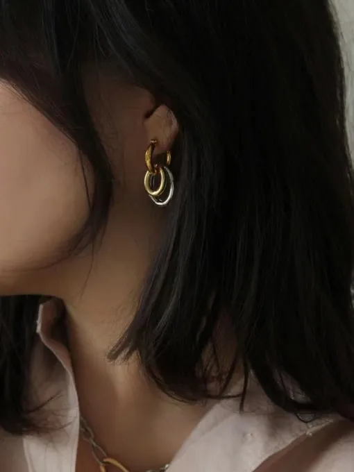 Gold & SIlver Two Tone Hoop Earrings, .925 Sterling Silver Hypoallergenic Gold & Silver Mix Statement Earrings