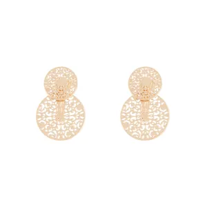 Gold Circle Filigree Jacket Earrings
