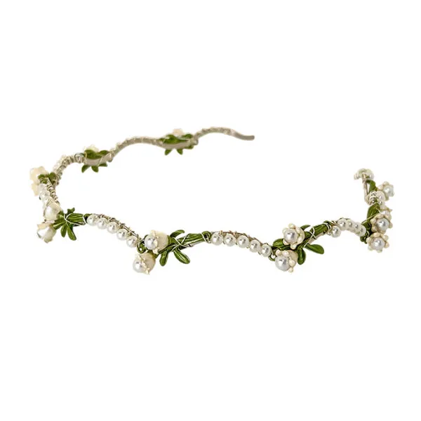Golden Flower Faux Pearl Headband 金色花朵人造珍珠頭箍 HA20417