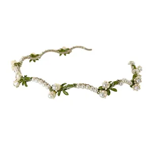 Golden Flower Faux Pearl Headband 金色花朵人造珍珠頭箍 HA20417