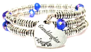 Granddaughter Heart Curly Coil Wrap Style Bangle Bracelet
