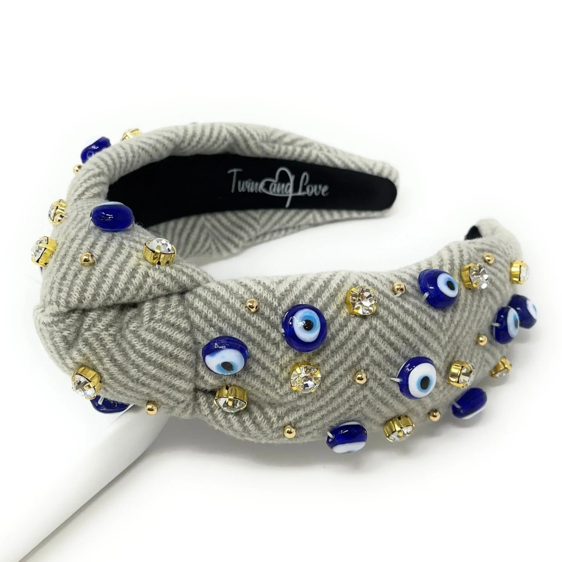 Hand Embellished Evil Eye Knotted Headband