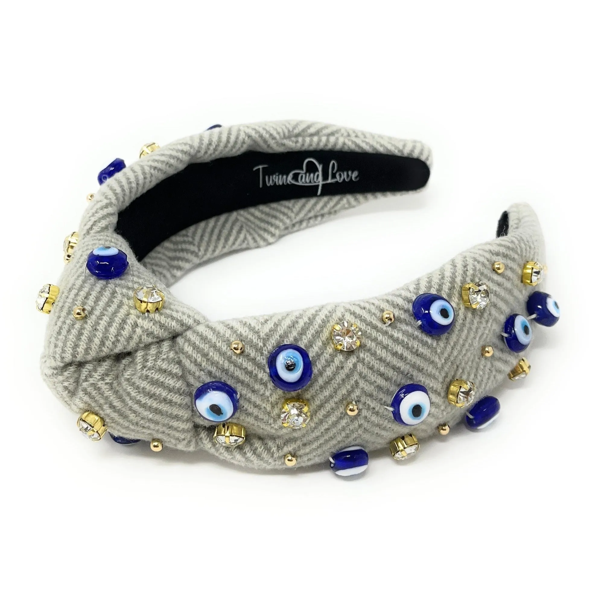 Hand Embellished Evil Eye Knotted Headband