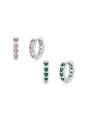Heart Huggie Hoop Earrings, 925 Sterling Silver Zircon Hypoallergenic Tarnish Free Luxury Hoop Earrings