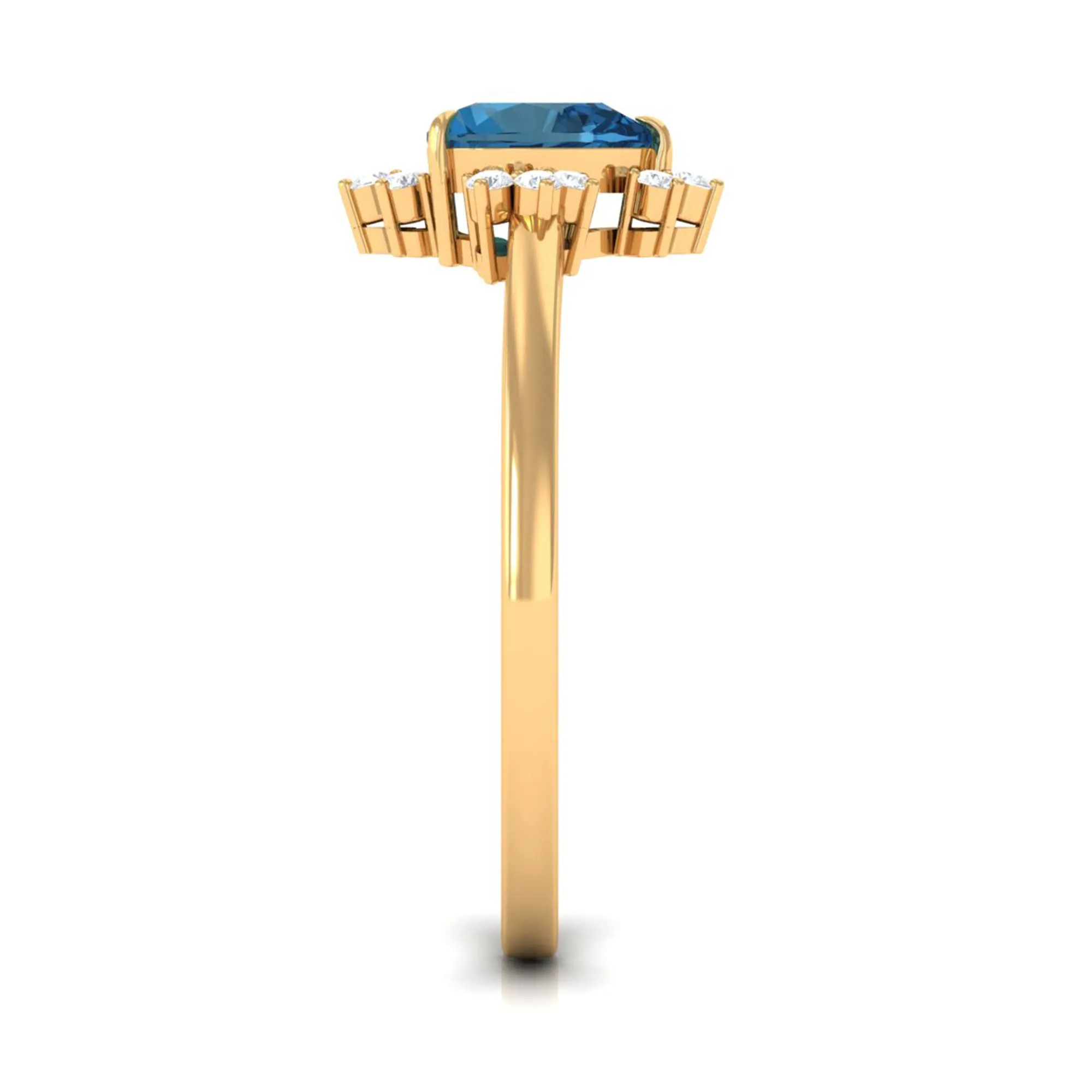 Heart Shape London Blue Topaz Promise Ring with Diamond Accent