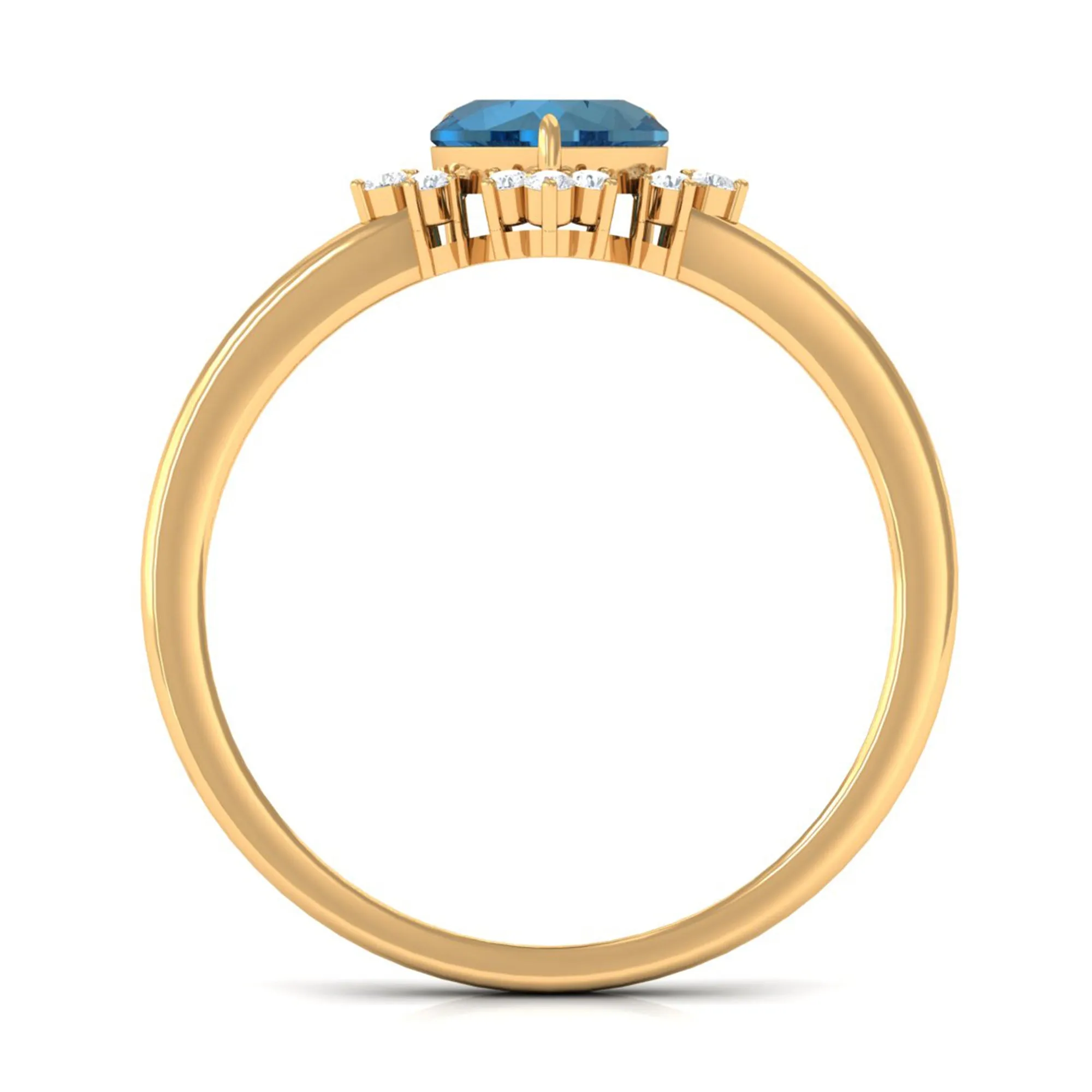 Heart Shape London Blue Topaz Promise Ring with Diamond Accent