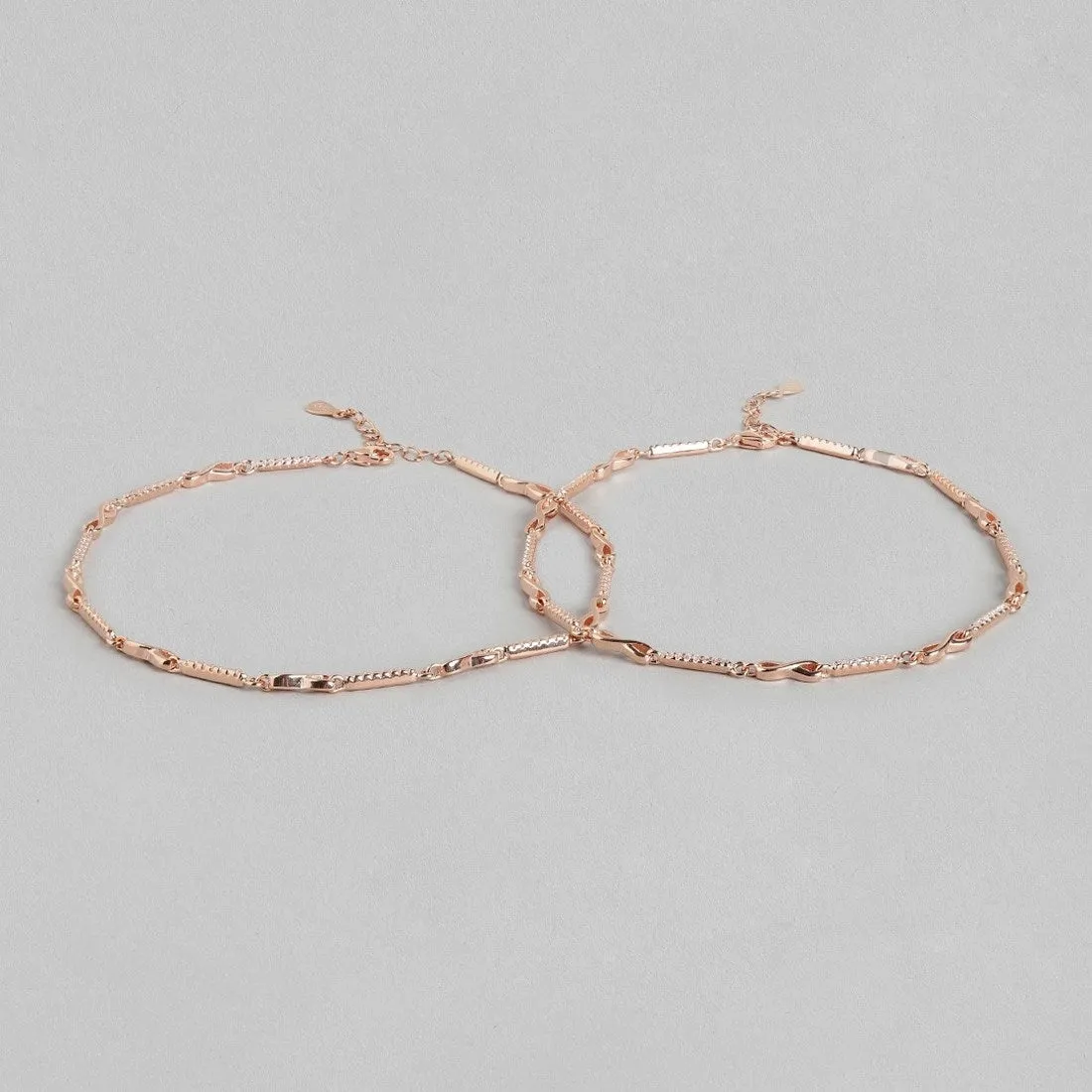 Infinity Cubic Zirconia Rose Gold Plated 925 Sterling Silver Anklet