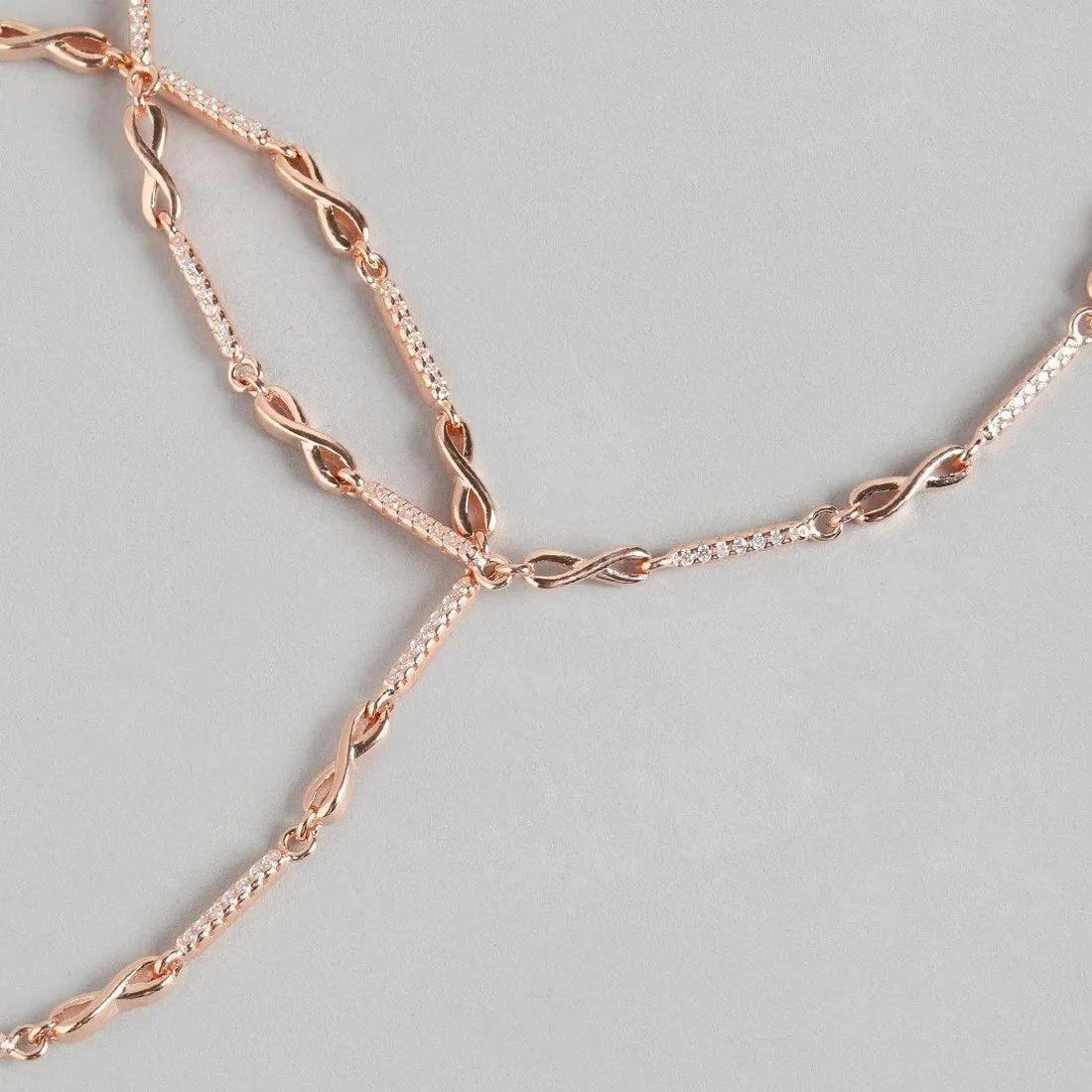 Infinity Cubic Zirconia Rose Gold Plated 925 Sterling Silver Anklet