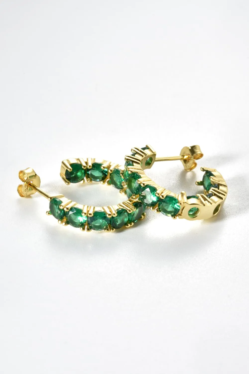 Inlaid Zircon C-Hoop Earrings