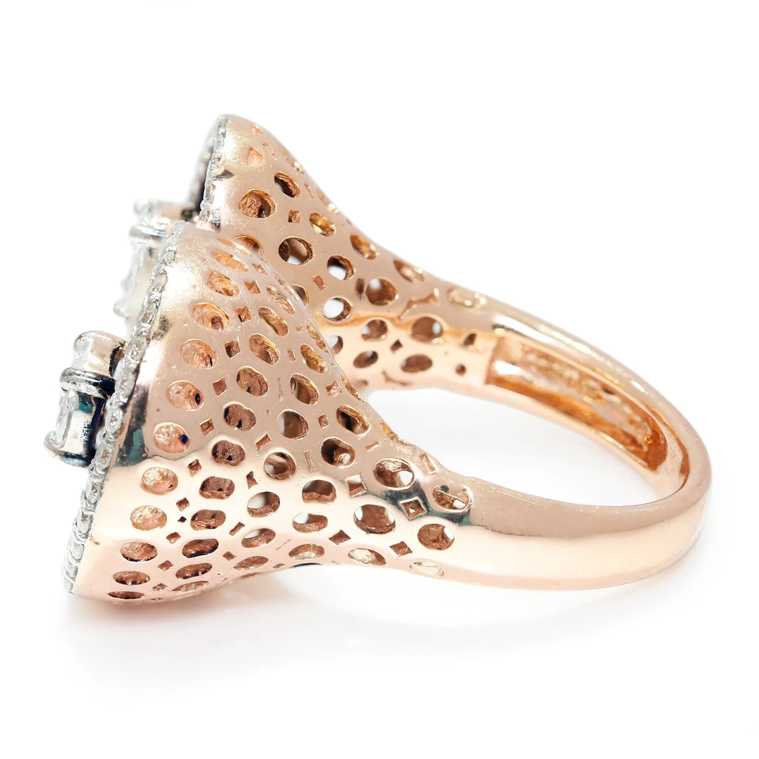 Invisible Diamond Open Gap Ring with Indigo Topaz Rose Gold