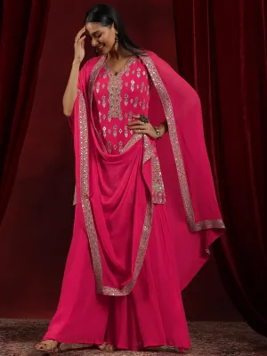 Jashvi Art Coral Embroidered Georgette Straight Suit With Dupatta