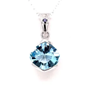 Kaleidoscope Laser Cut Blue Topaz & Iolite Pendant