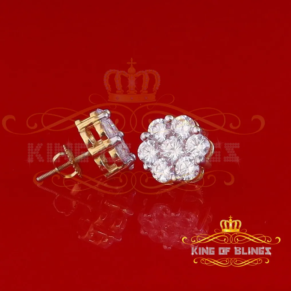 King of Bling's 925 Silver Yellow 1.56ct Cubic Zirconia Hip Hop Floral Women's & Men's Earrings
