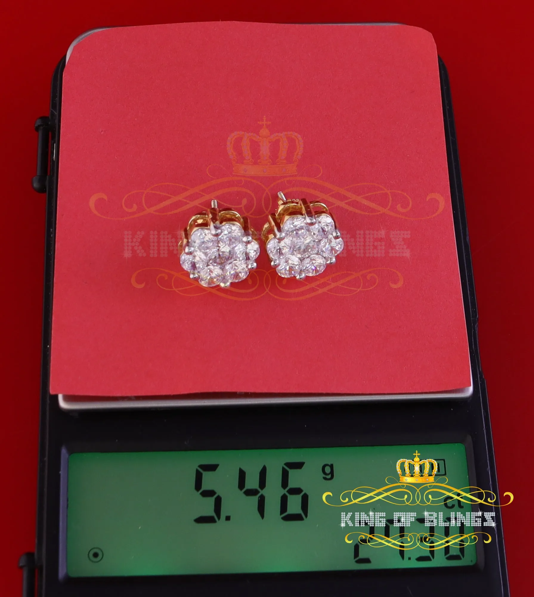 King of Bling's 925 Silver Yellow 1.56ct Cubic Zirconia Hip Hop Floral Women's & Men's Earrings