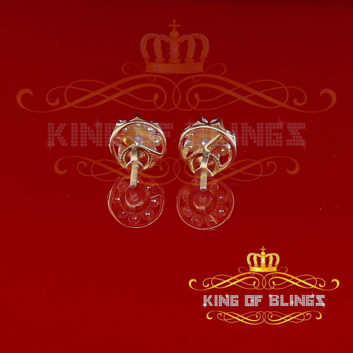 King of Bling's 925 Yellow Silver 1.34ct Cubic Zirconia Hip Hop Floral Women's & Men's Earrings