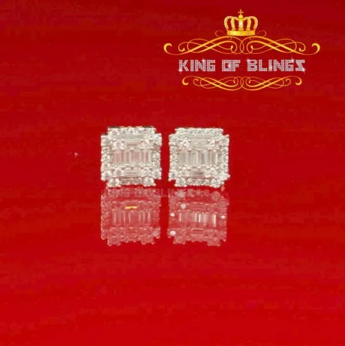 King of Bling's Mens 1.26ct Square Yellow 925 Sterling Silver ScrewBack Hip Hop CZ Stud Earring
