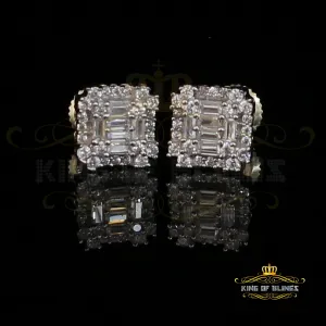 King of Bling's Mens 1.26ct Square Yellow 925 Sterling Silver ScrewBack Hip Hop CZ Stud Earring