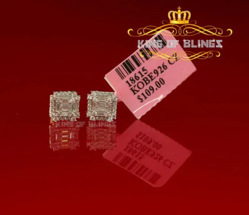 King of Bling's Mens 1.26ct Square Yellow 925 Sterling Silver ScrewBack Hip Hop CZ Stud Earring