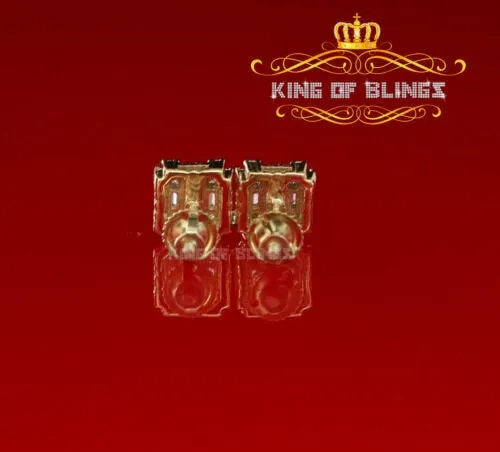 King of Bling's Mens 1.26ct Square Yellow 925 Sterling Silver ScrewBack Hip Hop CZ Stud Earring