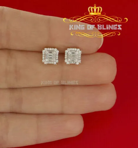 King of Bling's Mens 1.26ct Square Yellow 925 Sterling Silver ScrewBack Hip Hop CZ Stud Earring