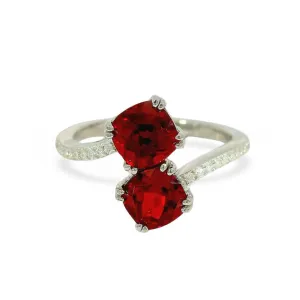 Lab Grown Ruby Bypass Dual Stone Ring